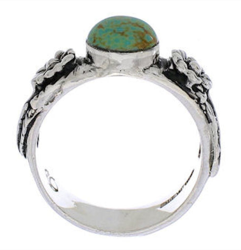 Silver Turquoise Flower Southwestern Jewelry Ring Size 6-1/4 TX28142